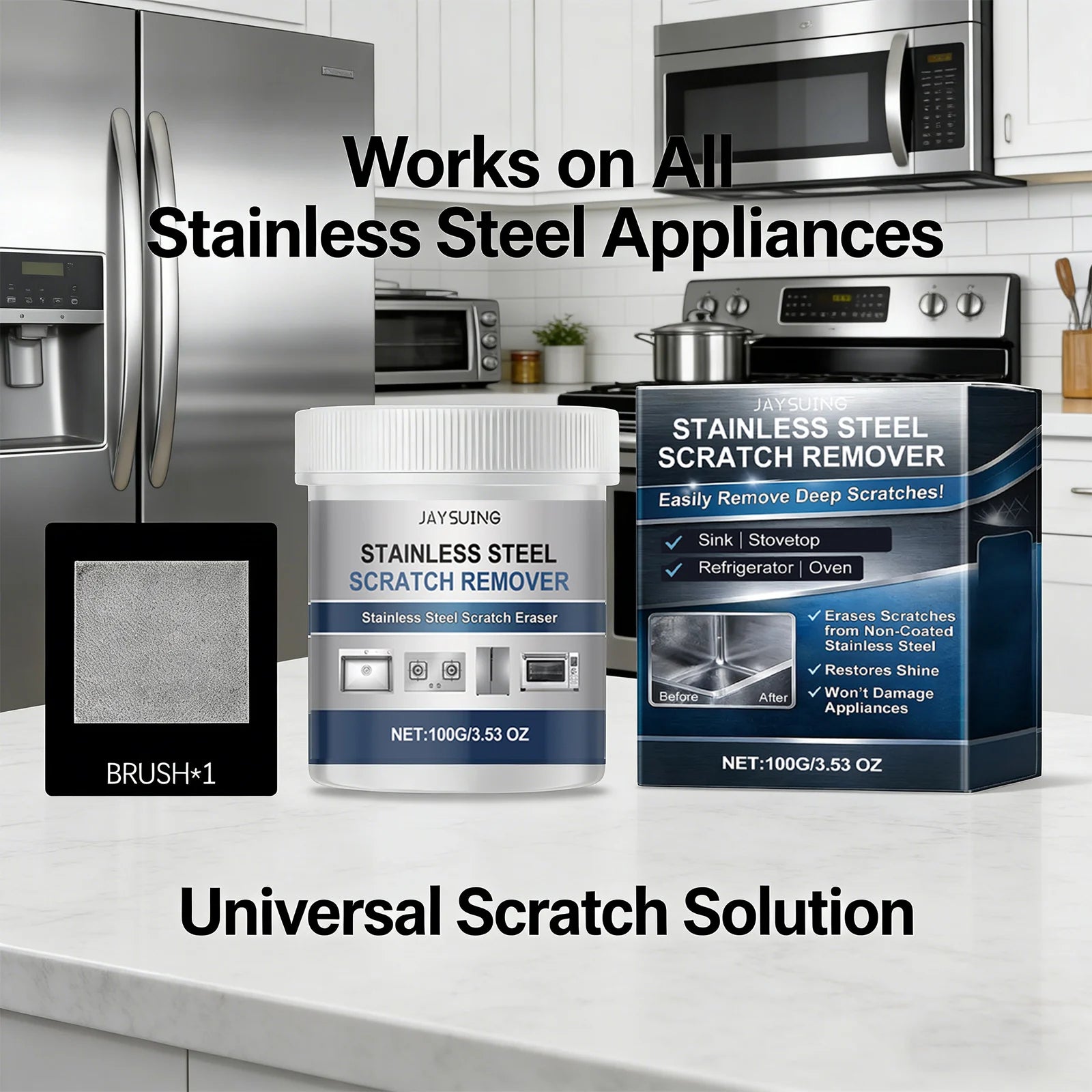 Jaysuing Stainless Steel Scratch Repair Cream Remove Scratch Restore Shine Appliances Renovation Stainless Steel Polishing Agent Qme