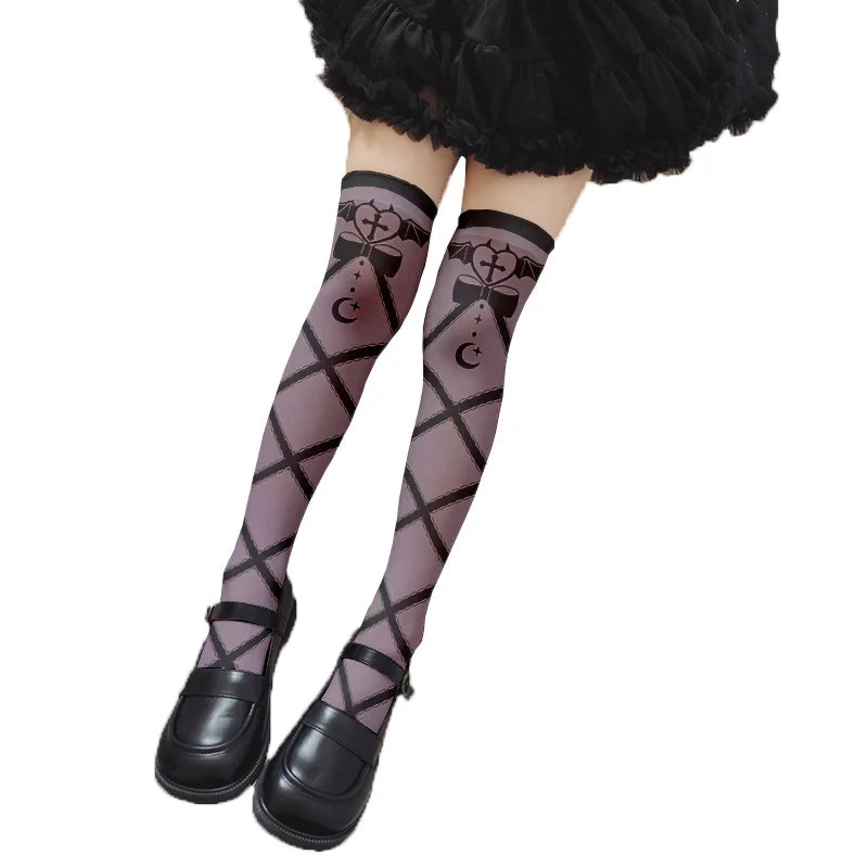 Girl Long Tube Sexy Cute Sweet Lolita Thigh Stockings Cartoon Knee Qme style2 One Size