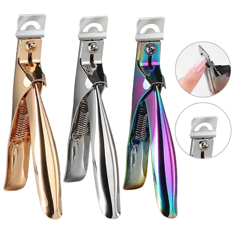 3 Colors U Word Cutting Nail Art Clippers French False Nail Tips Edge Cutters Stainless Steel Trimmers DIY Manicure Tool Qme