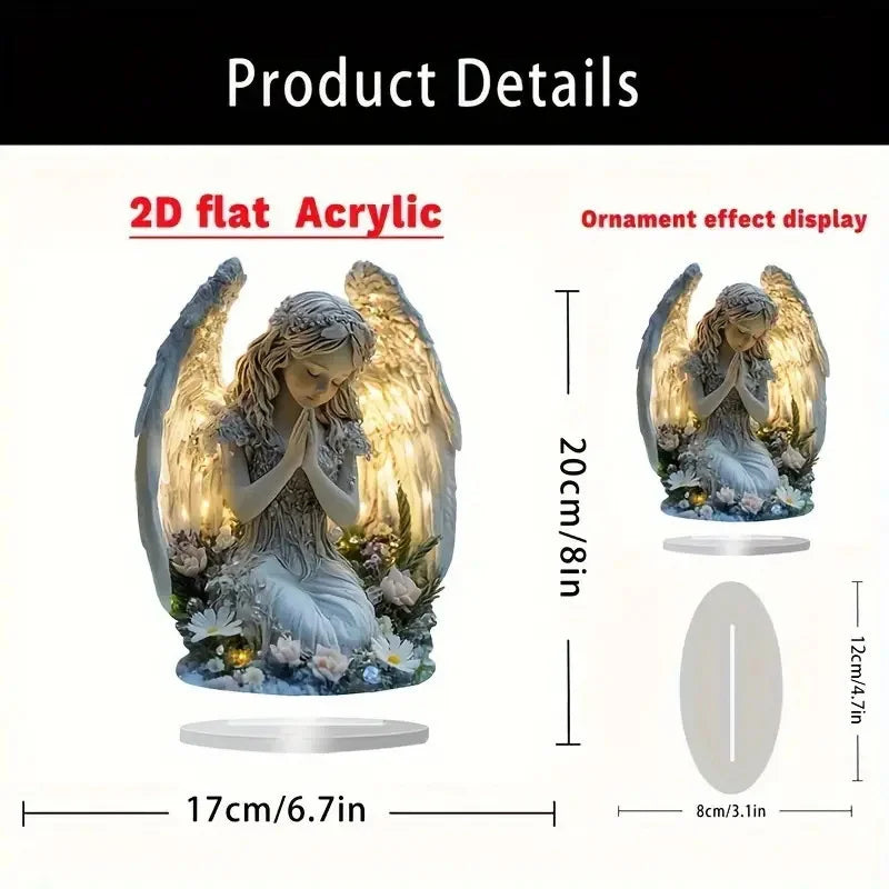 Radiant Praying Angel Statue Calming Warm Perfect Home Office Cafe Qme White