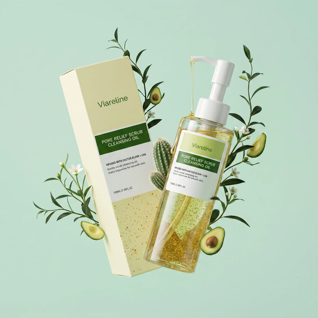 Viareline Makeup Remover Oil Non Irritating Dissolves Impurities Refreshing Skin Deep Cleansing Pore Relief Scrub Cleansing Oil Qme