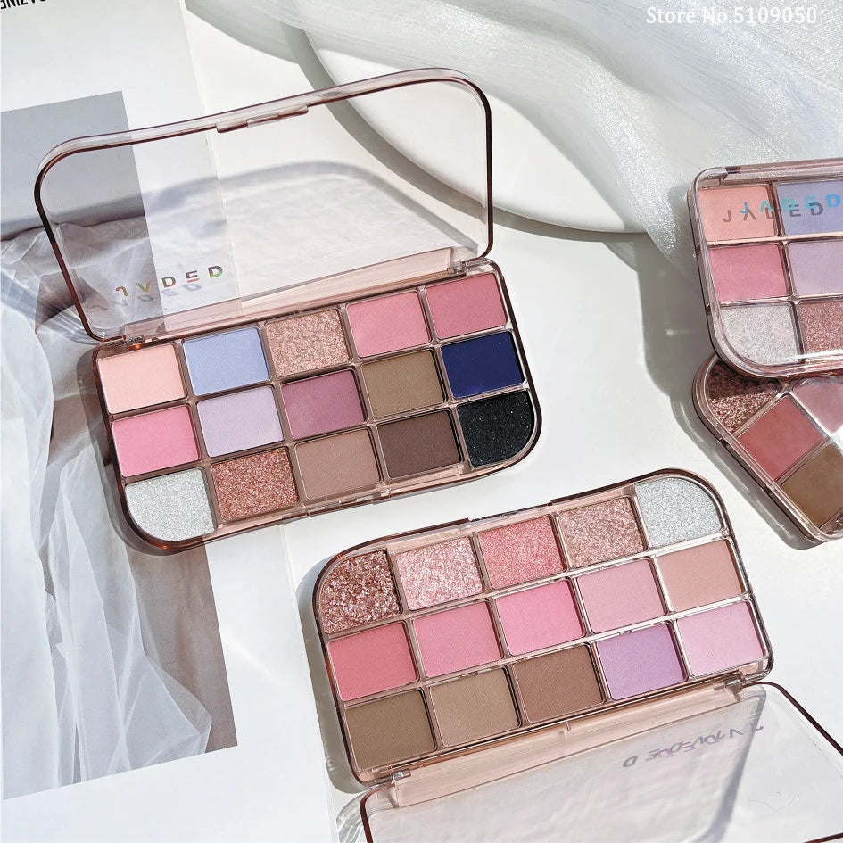 15Colors Nude Pink Eye Shadow Palette Pearlescent Matte Lying Silkworm Brighten Low Saturation Earth Brown Color Daily Makeup Qme