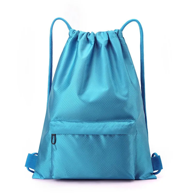 Football Drawstring Gym Bag Large Capacity Multi-color Sports Qme Lake Blue