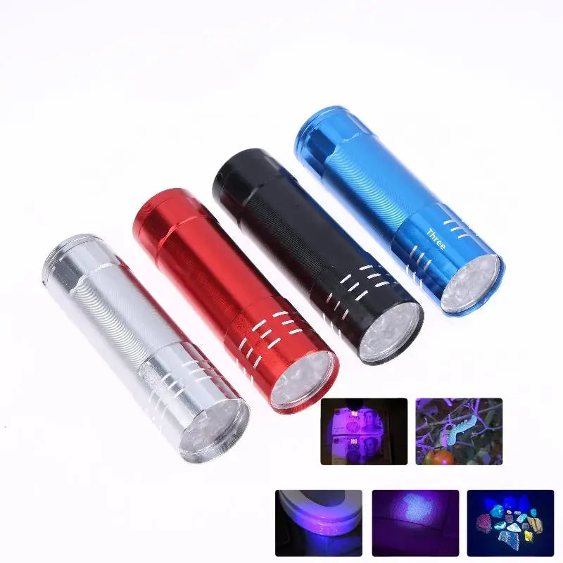 50LM 395nm Mini UV Flashlight Compact 9 LED Outdoor Lighting Tool Qme