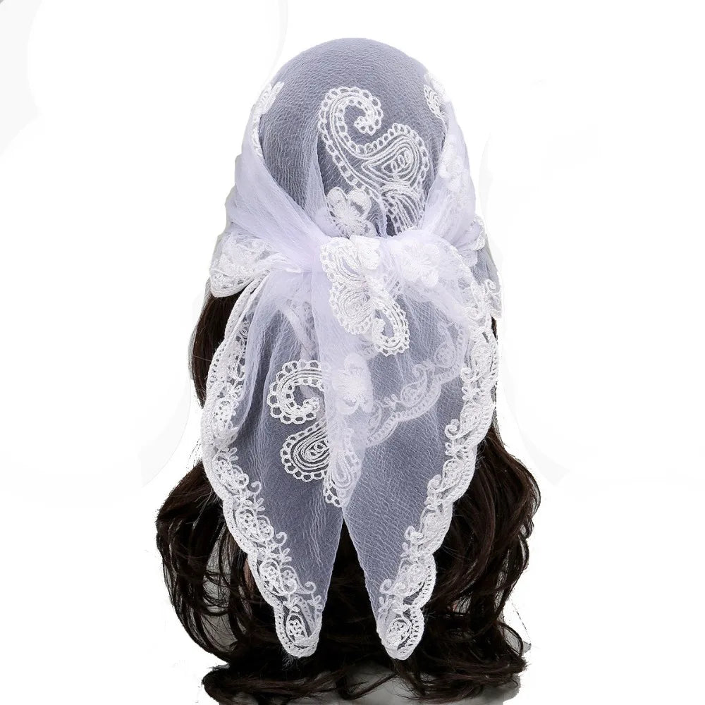 Embroidered Lace Embroidery Square Scarf Thin Cashew Pattern Lace Headwrap Breathable Fabric Lace Trim Lace Shawl Headband Qme Style 4
