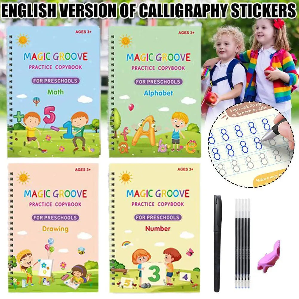Sank Magic Practice Copybook Pen Preschools Kids Calligraphy Children Wiping English Free Book Reusable Writing Verison Qme