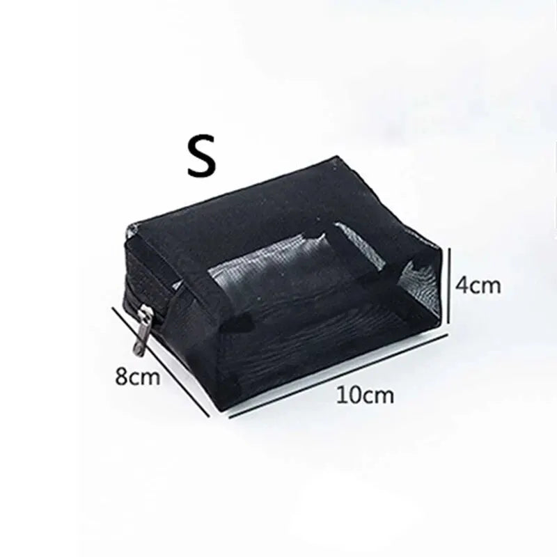 Simple Cosmetics Storage Bag For Women Large-capacity Waterproof Travel Portable Toiletries Storage Package Mesh Zipper Bag Qme Black S