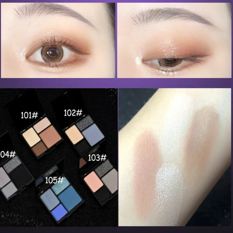 4 Colors Punk Smokey Matte Glitter Eyeshadow Long Lasting Shimmer Eye Shadow Makeup Palette Cool Toned Black Blue Eye Pigment Qme 01-1pcs