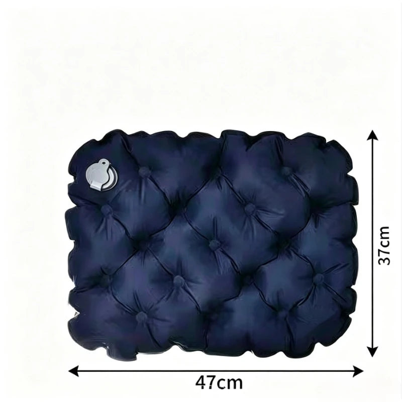 Portable Inflatable Seat Cushion Lightweight Travel Air Sitting Pad Moisture and Water Resistant Camping Chair Mat for Outdoor Qme navy blue
