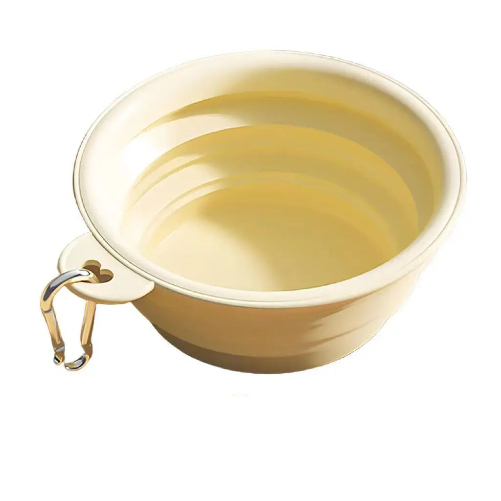 Compact Foldable Silicone Pet Dish Flexible Dog Cat Feeding Bowl Clip Qme yellow M
