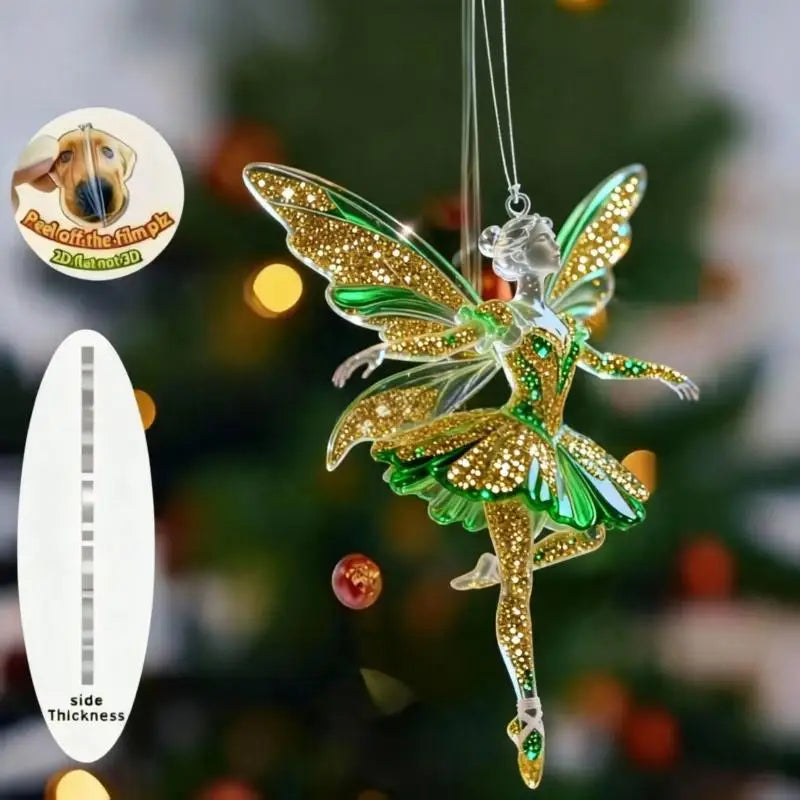 Sparkling 2D Acrylic Pendants Ballerina Simulation Christmas Tree Hangings Car Rearview Mirror Charm Decoration Ornaments Qme A1