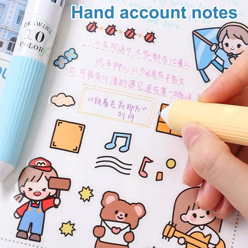 60 Cartoon Ballpoint Pens Soft Grip Press Multicolor Writing Pen Qme