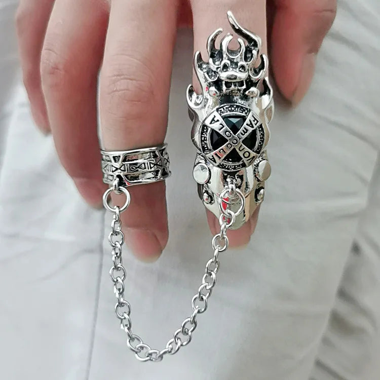 Fashion Japan Anime Hitman Reborn Joint Ring Gemstone Revolving Rings Cosplay Props Figure Toys Punk Gothic Fans Party Gifts Qme black