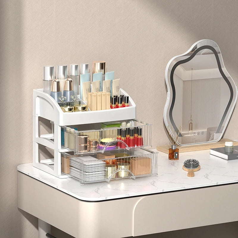 Multi-functionaldesktop Storage Box Drawer Hair Decoration Qme White Three layers