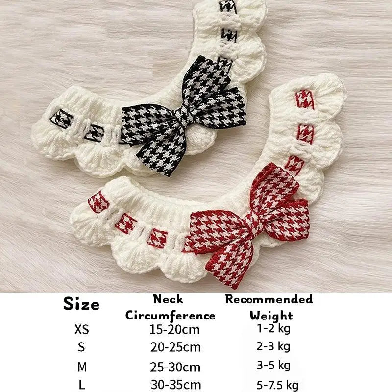 Small Dogs Puppies Tie Accessories Cute Cat Collar Wool Crocheted Qme