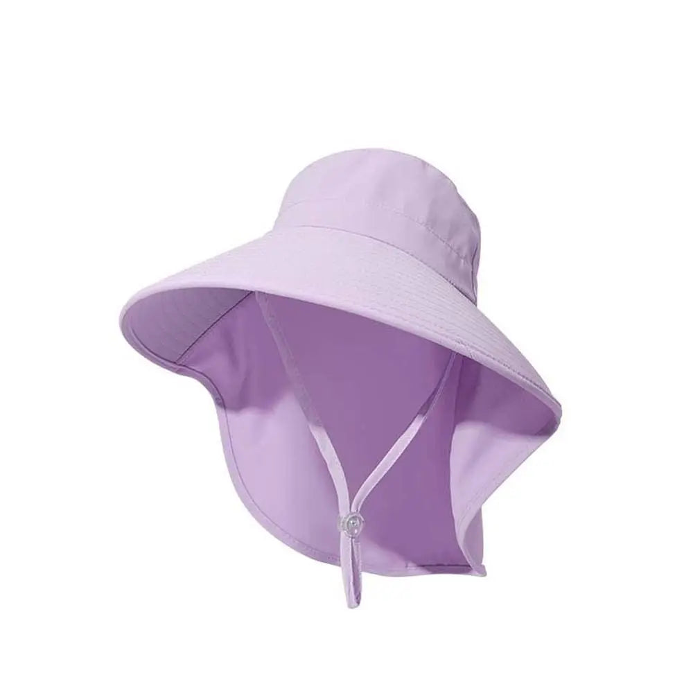 Hiking Hats Women Fisherman Hat Long Wide Brim Quick Drying Neck Qme Purple
