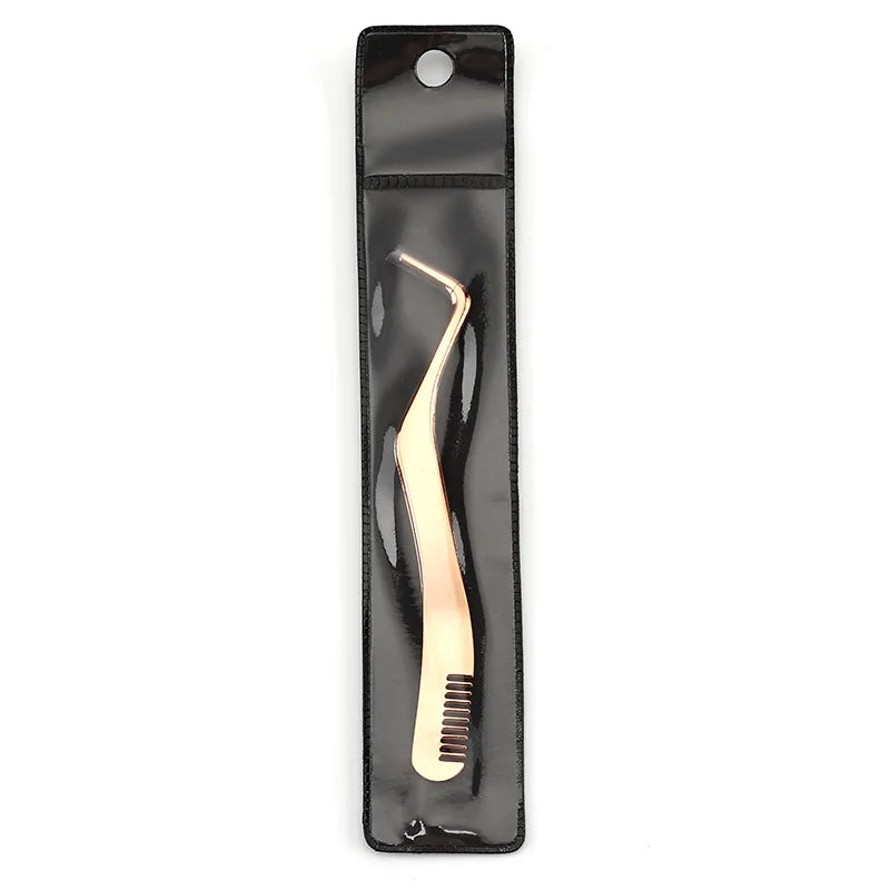 Eyelash Comb Tweezers Stainless Steel Anti-static Non-magnetic Qme Gold China Mainland