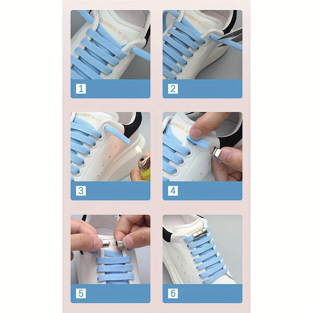 Shoe Lace Buckle Lock Metal Quick and Easy Shoelace Without Lace Buckle Switch Logo Suitable for Children and Adults Shoe Laces Qme