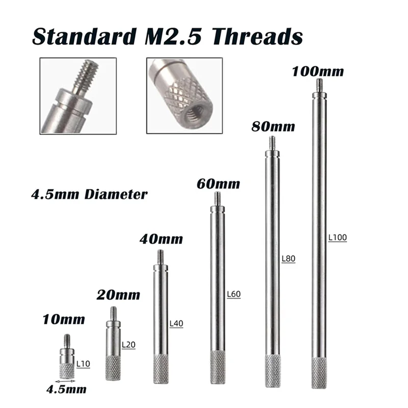 A02F-18Pcs Dial Indicator Extension Stem Rod Set M2.5 Thread,10-100Mm Extend Rod,Measurement For Dial & Digital Indicators Qme