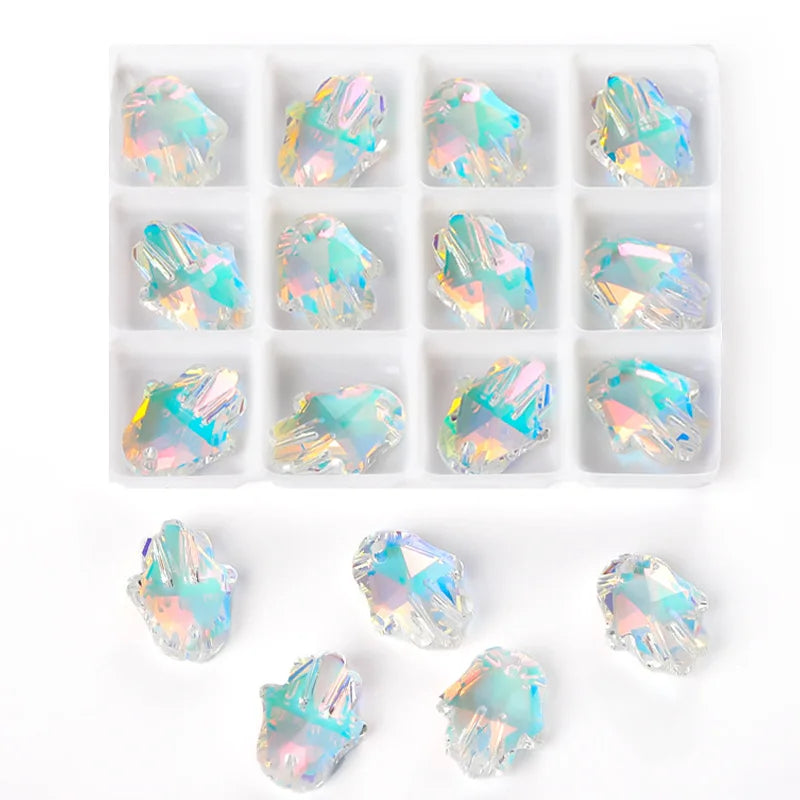 AB Color Shiny Crystal Charms Pendants Loose Beads for Necklace Bracelet Earring DIY Crafting Jewelry Accessory Making Supplies Qme 13x18mm-12pcs