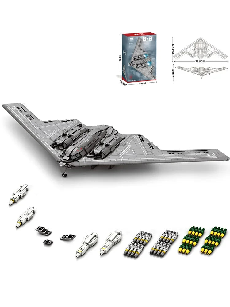 2063PCS B-2 Ghost Strategic Bomber Building Blocks Air Force Fighter Model Bricks Collection Desktop Display Kids DIY Toys Gifts Qme