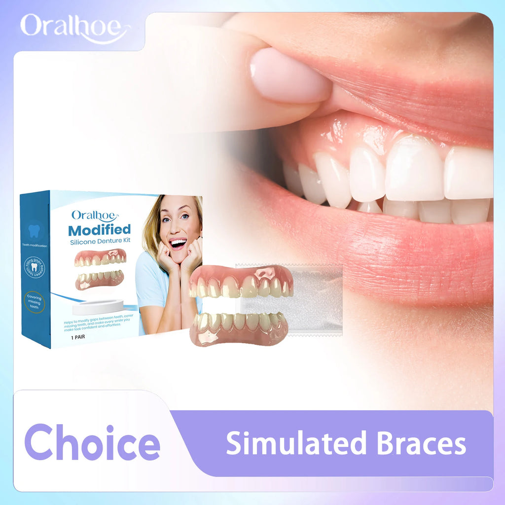 Dentures False Teeth Full Set Temporary Tooth Repair Improve Dental Loss Fitting Mouth Prevent Falling Out Soft Silicone Braces Qme