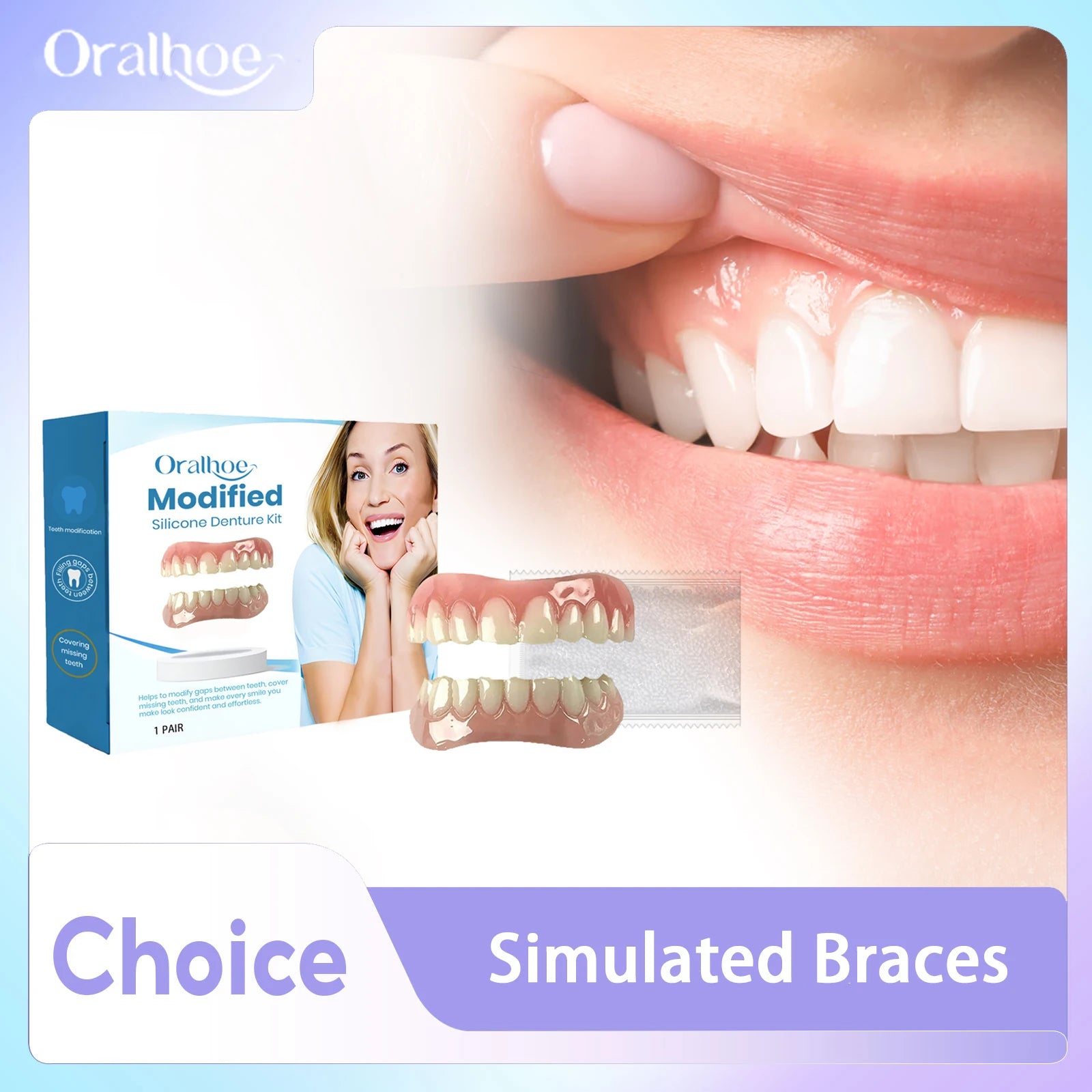 Dentures False Teeth Full Set Temporary Tooth Repair Improve Dental Loss Fitting Mouth Prevent Falling Out Soft Silicone Braces Qme