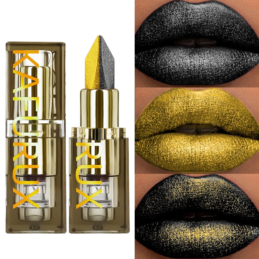 Two-tone Glitter Lipstick Non-stick Cup Matte Black&yellow Lip Eye Qme 110