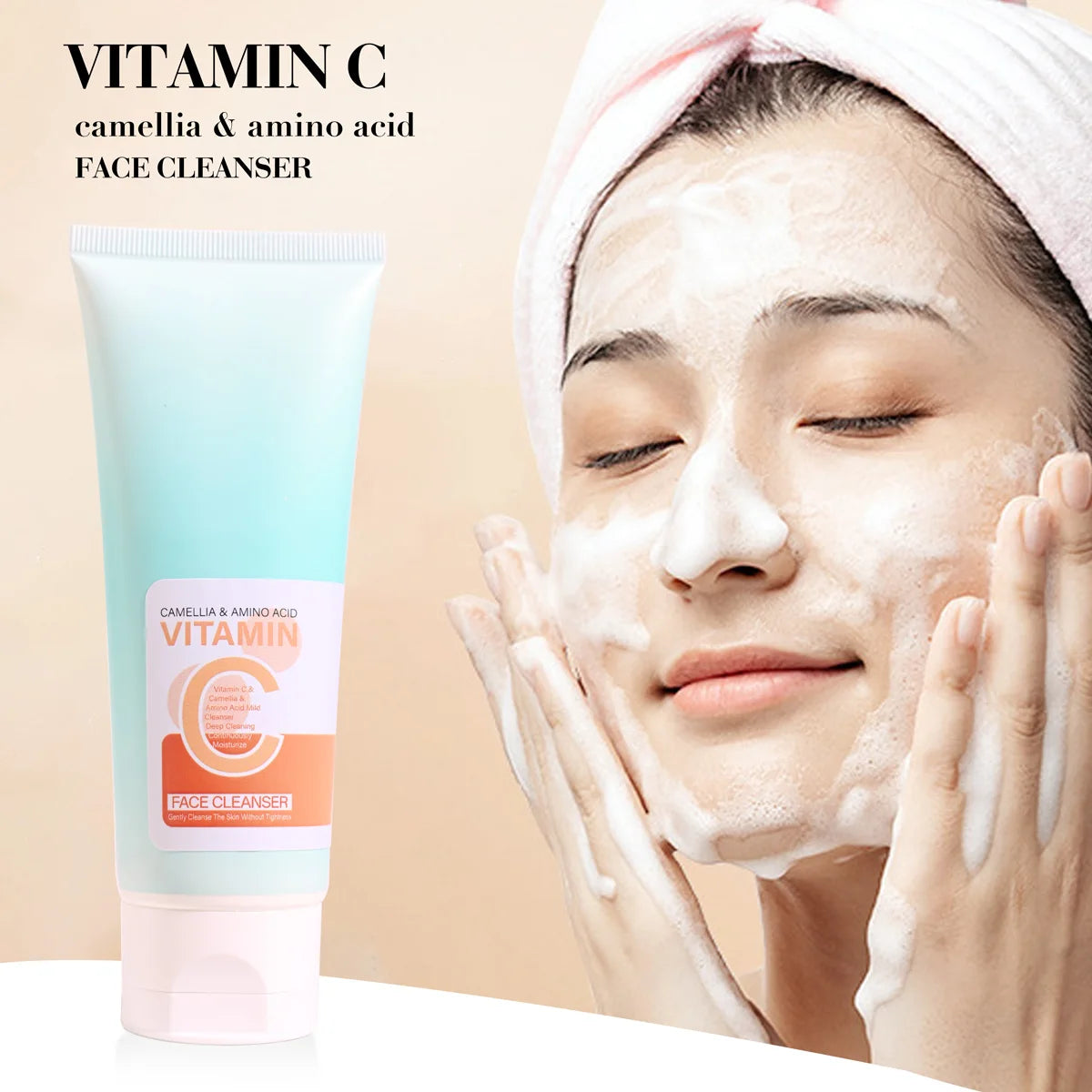Pure Herbal Vitamin C Facial Cleanser Hyaluronic Acid Deep Cleansing Qme
