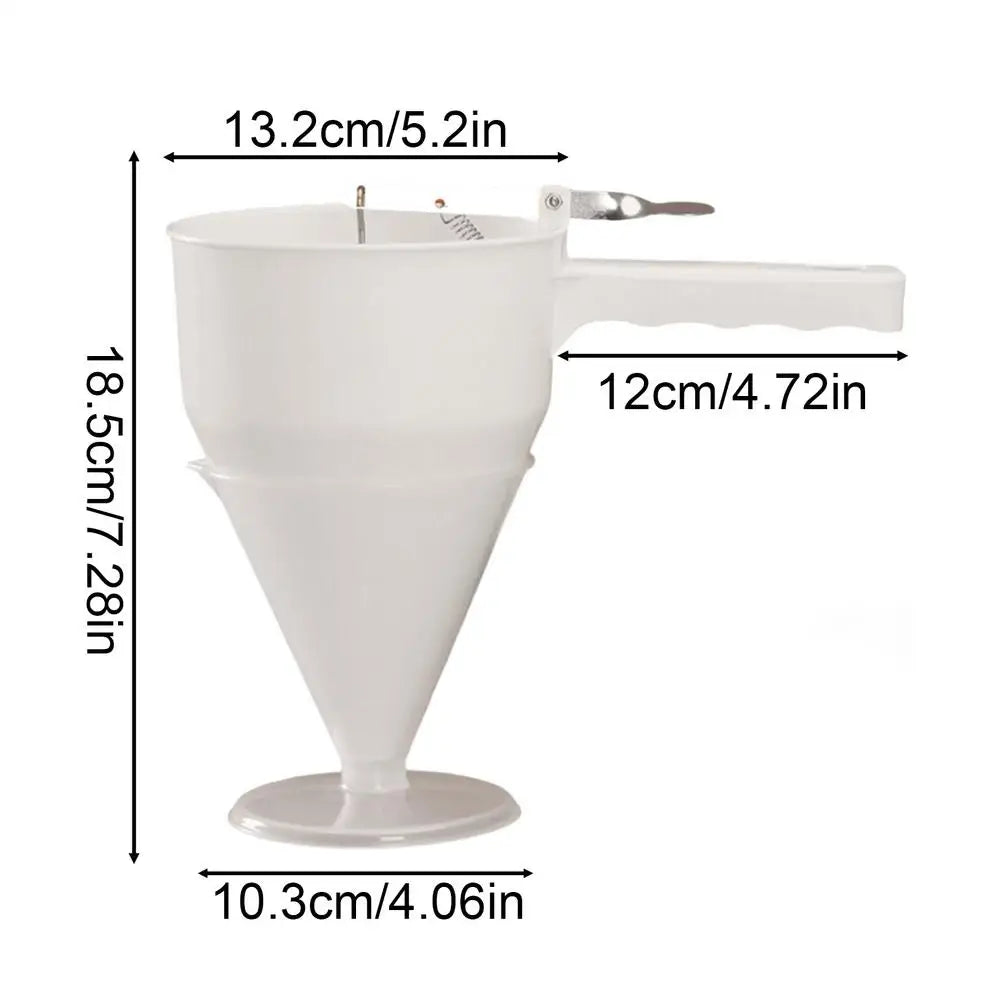 Waffle Batter Dispenser 1200ml Funnel Pourer Tool With Base Pancake Mix Dispenser For Home Kitchen Breakfast Dessert Cookie Qme White China Mainland