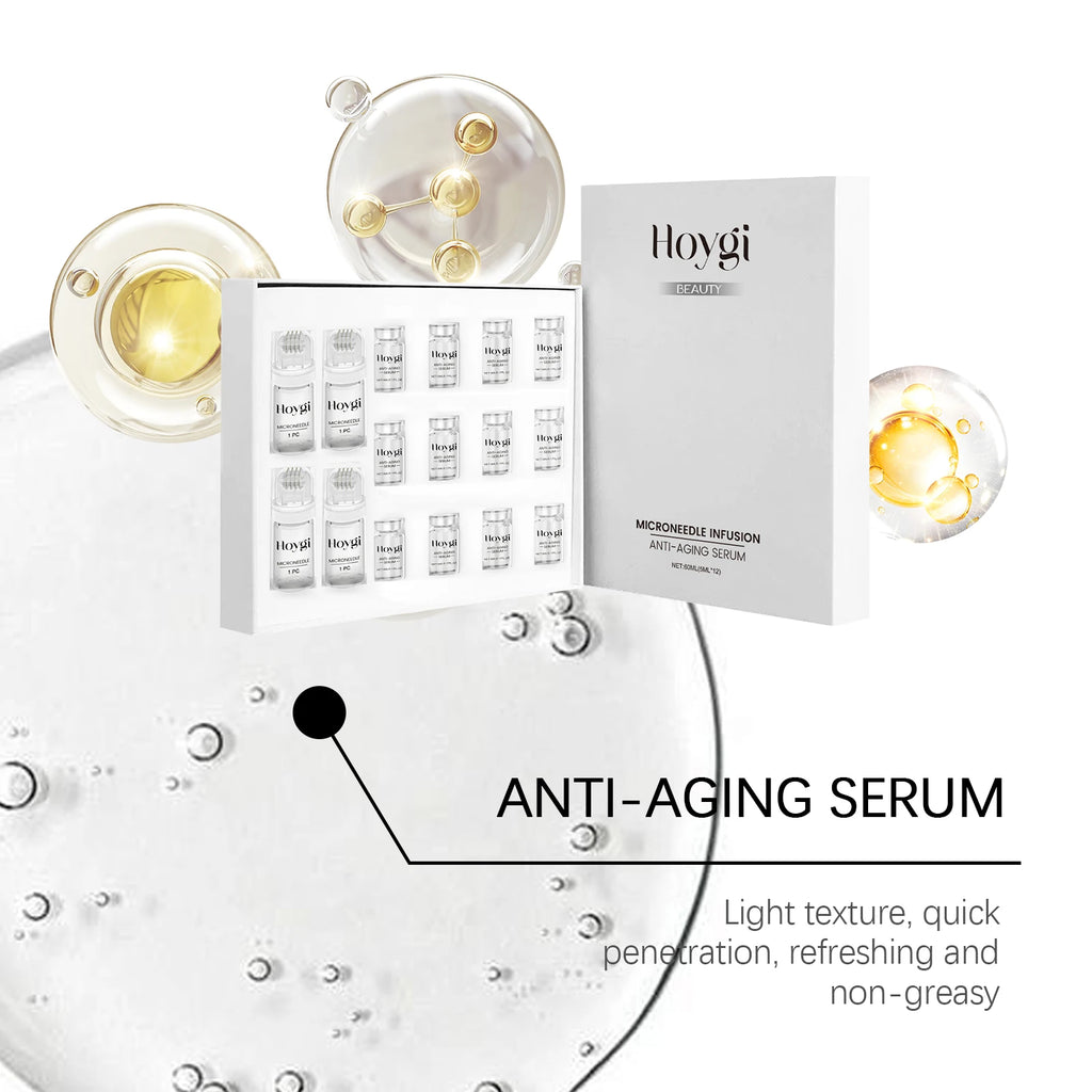 Firming Facial Serum Set with Microneedle Roller Anti-Aging Tightening Hydrating Facial Essence Fade Smoothing Skin Beauty Qme