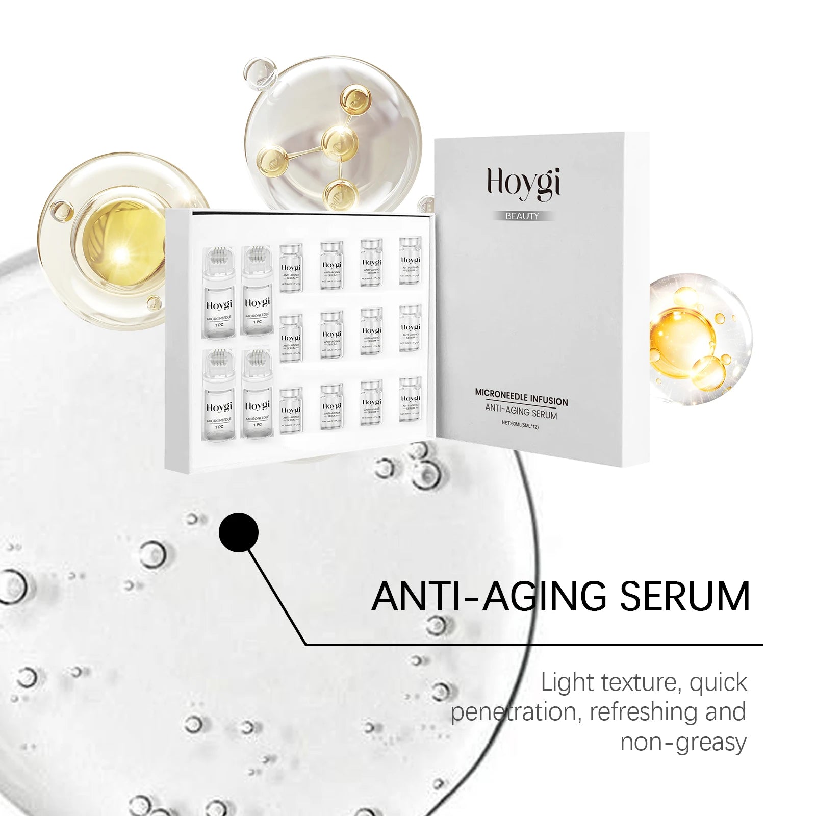 Firming Facial Serum Set with Microneedle Roller Anti-Aging Tightening Hydrating Facial Essence Fade Smoothing Skin Beauty Qme