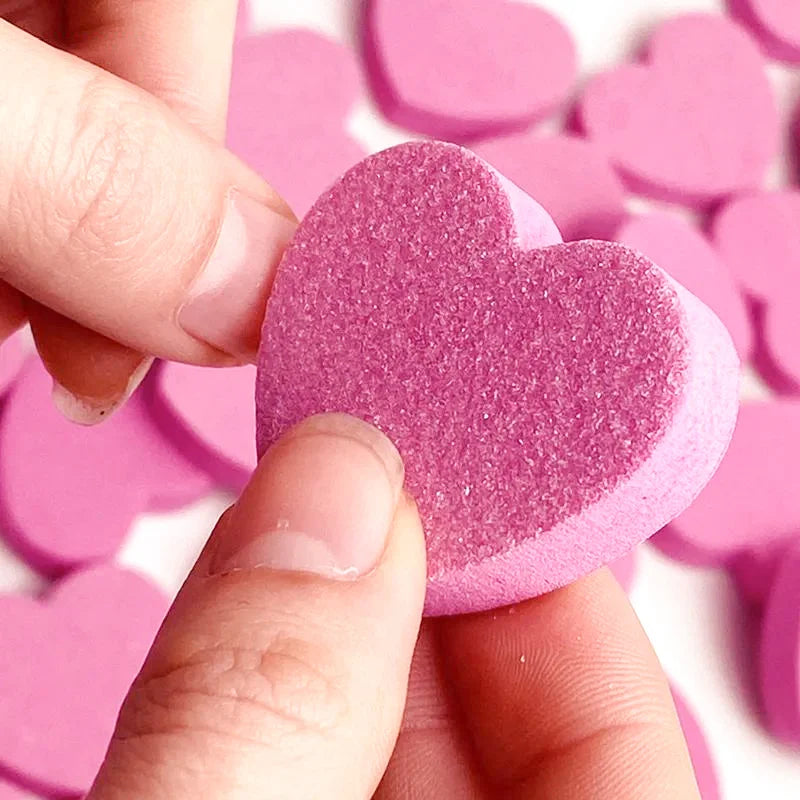 Mini Heart Shape Nail File Washable Sponge Polishable Two-sided Cute Qme 10 pcs