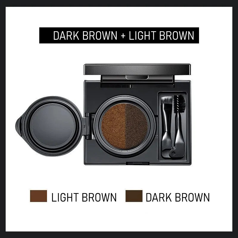 GECOMO Two-color Air Cushion Eyebrow Powder Color Waterproof and Sweat-proof Long-lasting Eye Brow Cream Qme Brown Color 205001-2