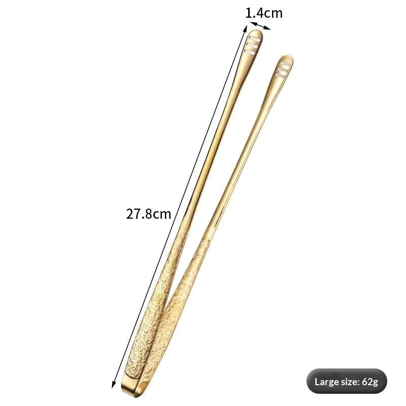 Stainless Steel Barbecue Tongs Kitchen Vegetable Reusable Meat Qme Gold 28cm