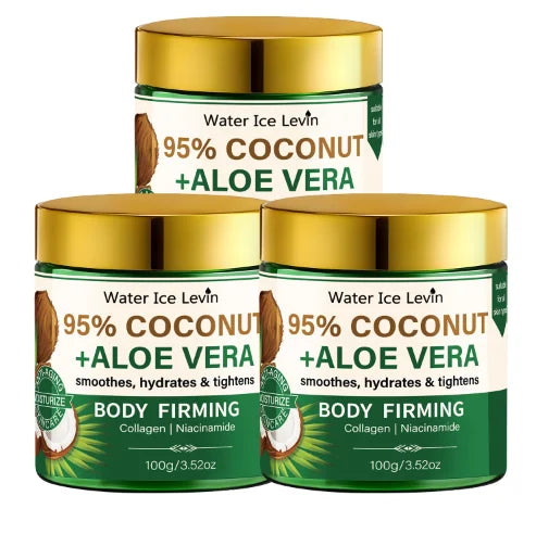 95% Coconut Aloe Vera Body Moisturizer - Collagen & Niacinamide, Firming, Smoothing for All Skin Types Qme YELLOW 100g