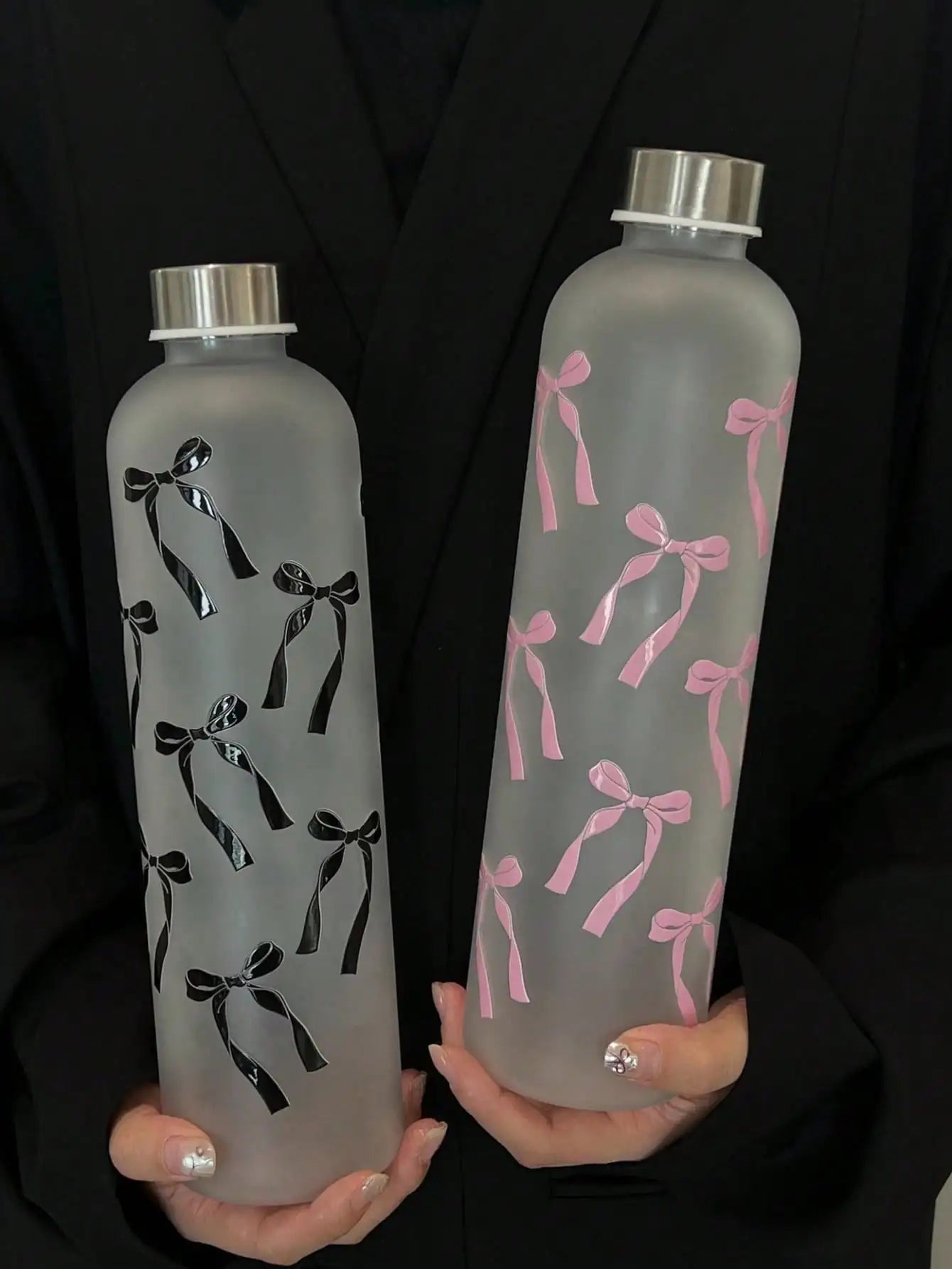Matte Water Cup Bow Print Design Student Frosted Stainless Steel Qme