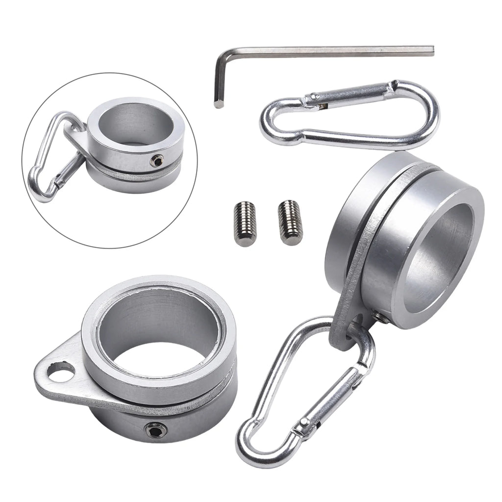 2pcs Aluminum Flag Pole Rings 360 Degree Rotating Flagpole Flag Mounting Rings With Carabiners AntiWrap For 0.75-1.02 Inches Qme