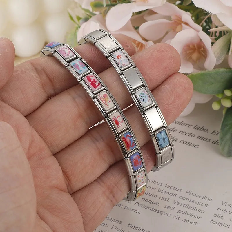 Dropshipping Wholesale Crabs Pattern Fish Shell Whale Italian Charm Links Fit 9mm Stainless Steel Bracelet DIY Making Gifts 2026 Qme