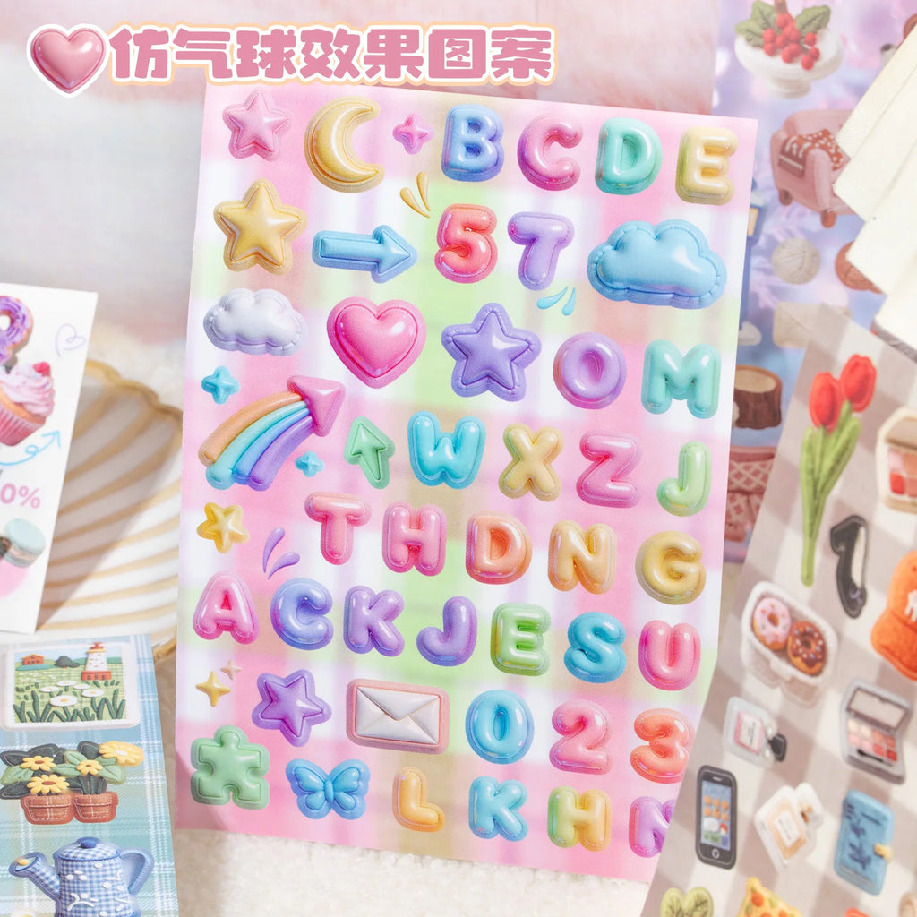 TIANZI 20/40 Sheets Kawaii Japanese Texture Pattern Die Cutting Sticker Book DIY Aesthetic Scrapbooking Stationery Decoration Qme
