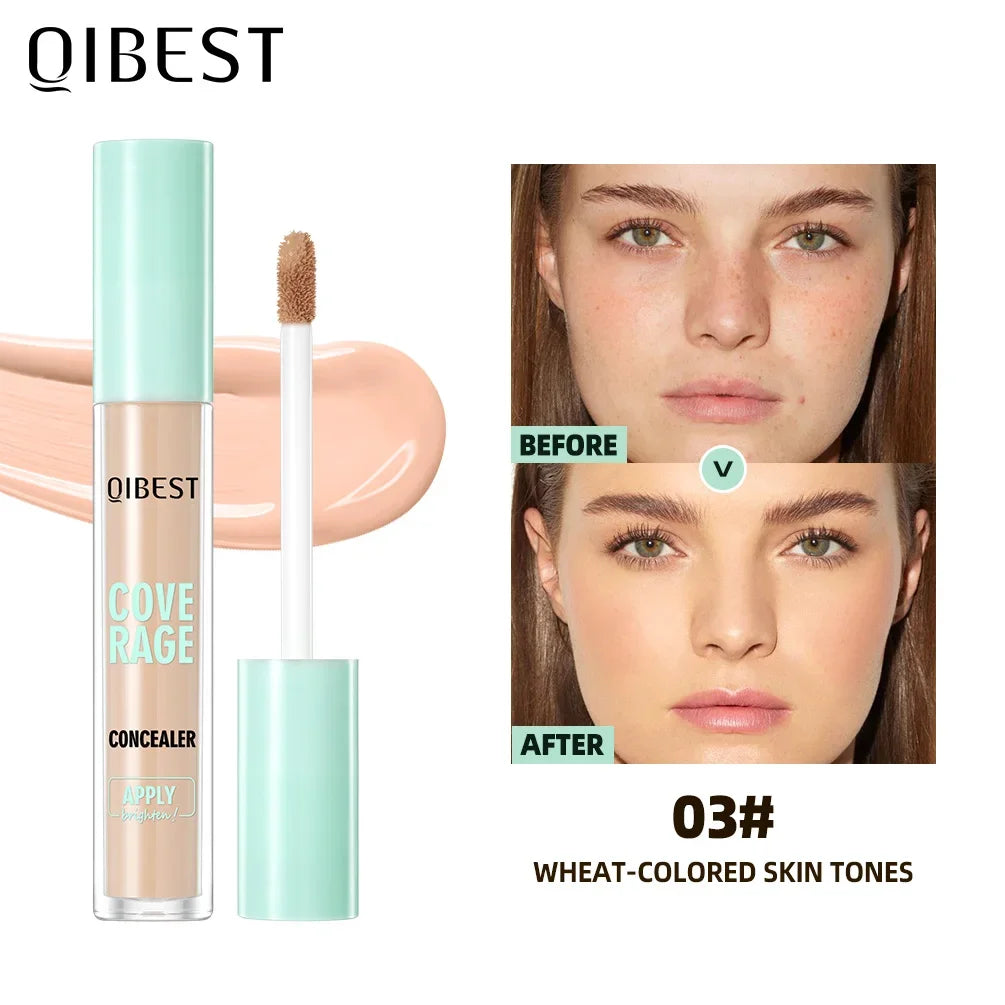QIBEST 3D Full Coverage Concealer Long Lasting Liquid Concealer For Dark Circles Natural Finish Seamless Blend Under Eye Makeup Qme 03