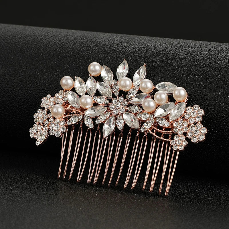 Rhinestone Pearl Bride Wedding Hair Comb Side Bridal Clips Qme