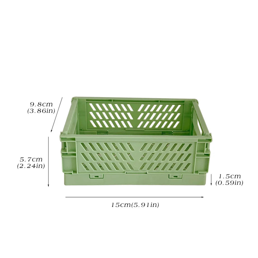 1 Pc Mini Foldable Desk Organizer Box Plastic Space-Saving Design Stationery Storage Basket for Tidy Student Workspaces Qme