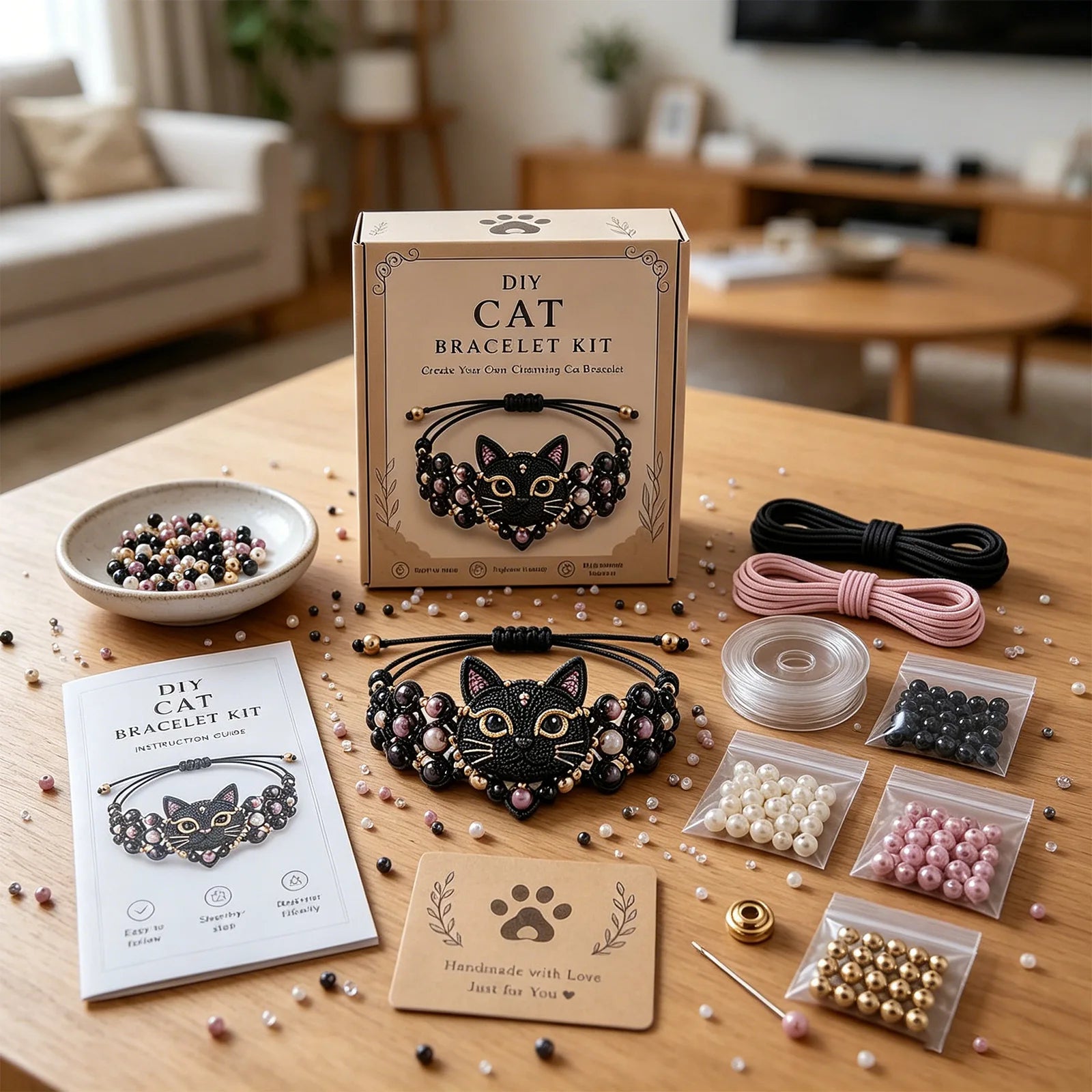 DIY Beaded Bracelet Making Kit with String for Adult and Kids Creative Handmade Bracelet Set Unique Gift for Friends Qme