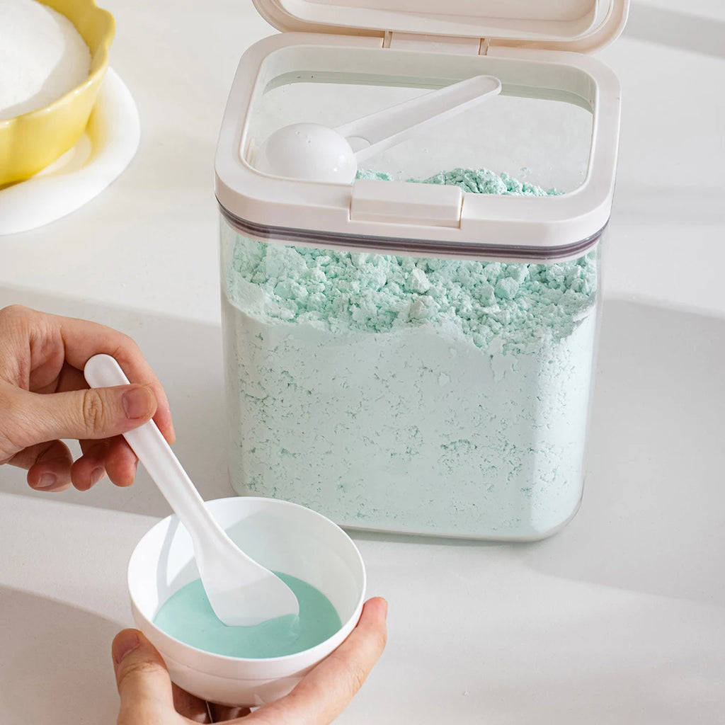Face Mask Powder Container Large Capacity 1.2/2L Storage Can with Pop-up Lids Sealing DIY Mask Container for Bathtub Spa Qme