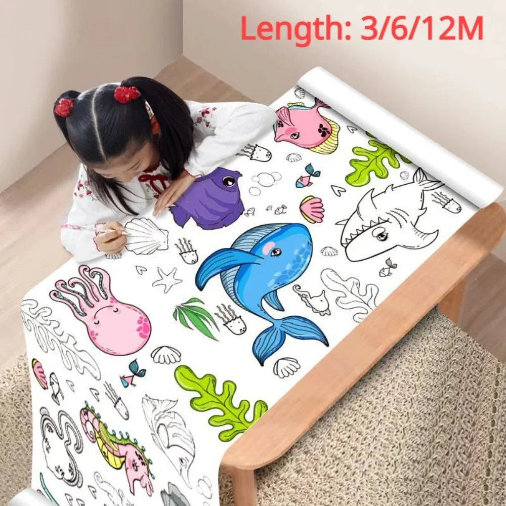 Animal Canvas Children's Drawing Roll DIY Coloring Paper Filling Qme
