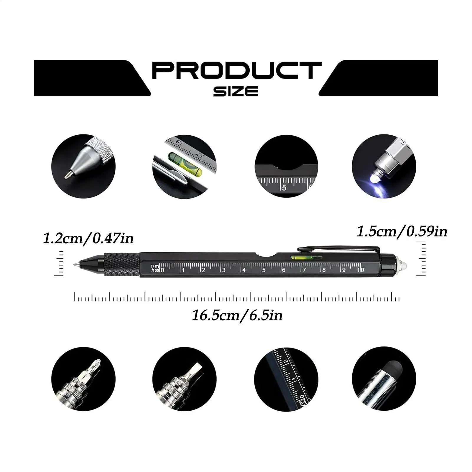 Multi Pen 9 in 1 Pocket Gadget with LED Light Pen Screwdriver with Screwdriver Level Ruler and Bottle Opener for Father Qme
