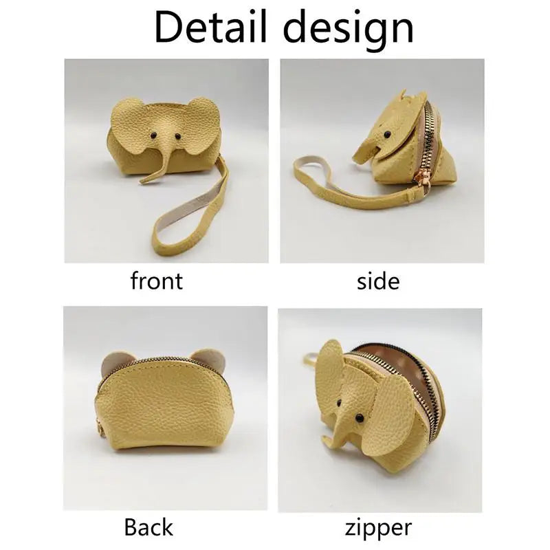 PU Leather Elephant Money Bag Women Coin Purse With Key Ring Multifunctional Zipper Storage Bags Key Case Qme