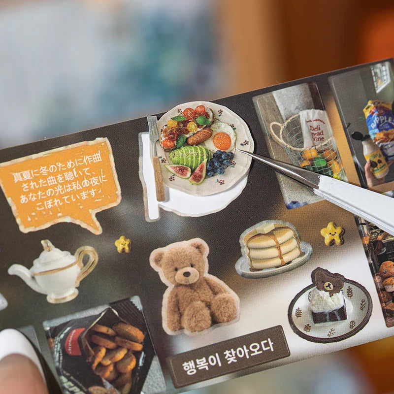 30 sheets Cute Die-cut Flash Korean Stationery Sticker Book DIY Scrapbook Aesthetic Stickers Decoration Collage Journal supplies Qme