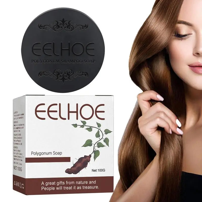 Polygonum Hair Darkening Shampoo Soap Bar Repair Gray White Black Qme